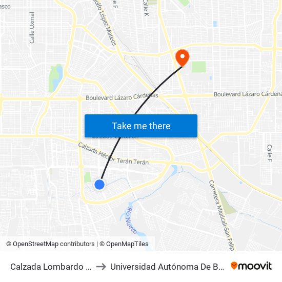 Calzada Lombardo Toledano / Futbolistas to Universidad Autónoma De Baja California - Campus Mexicali map