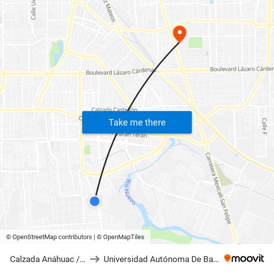 Calzada Anáhuac / Avenida Formentera to Universidad Autónoma De Baja California - Campus Mexicali map