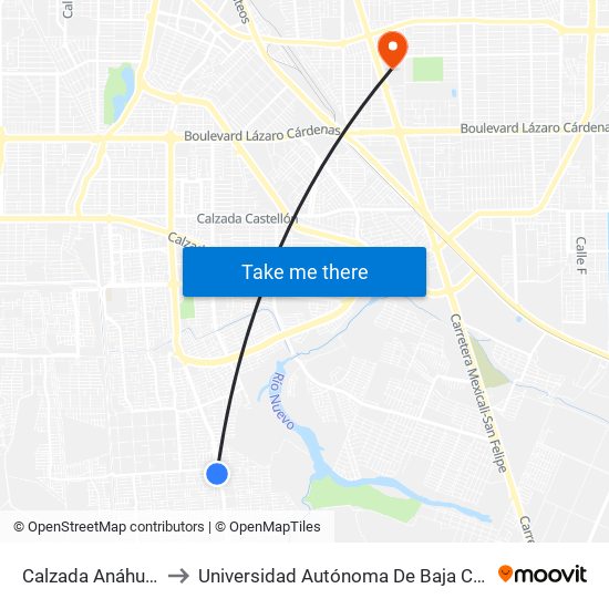Calzada Anáhuac / Briviesca to Universidad Autónoma De Baja California - Campus Mexicali map