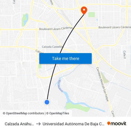 Calzada Anáhuac / Briviesca to Universidad Autónoma De Baja California - Campus Mexicali map