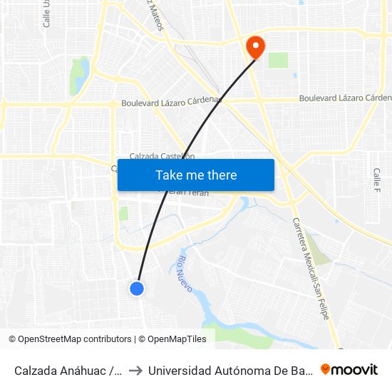 Calzada Anáhuac / Avenida Formentera to Universidad Autónoma De Baja California - Campus Mexicali map
