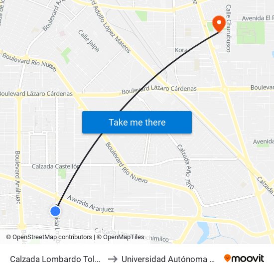 Calzada Lombardo Toledano / Avenida Hacienda Del Real to Universidad Autónoma De Baja California - Campus Mexicali map