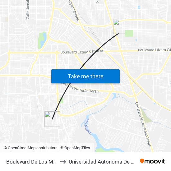 Boulevard De Los Monarcas / Avenida Ronda to Universidad Autónoma De Baja California - Campus Mexicali map