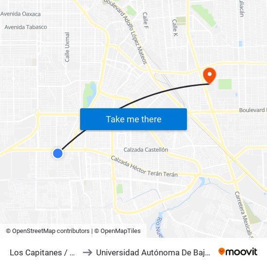 Los Capitanes / General Argumedo to Universidad Autónoma De Baja California - Campus Mexicali map