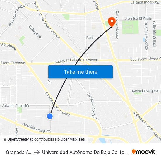 Granada / Málaga to Universidad Autónoma De Baja California - Campus Mexicali map
