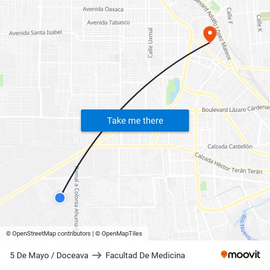 5 De Mayo / Doceava to Facultad De Medicina map