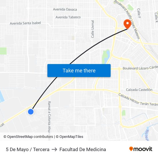 5 De Mayo / Tercera to Facultad De Medicina map
