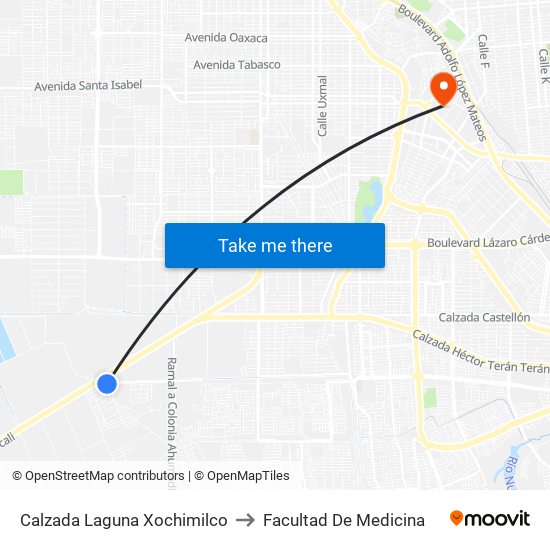 Calzada Laguna Xochimilco to Facultad De Medicina map