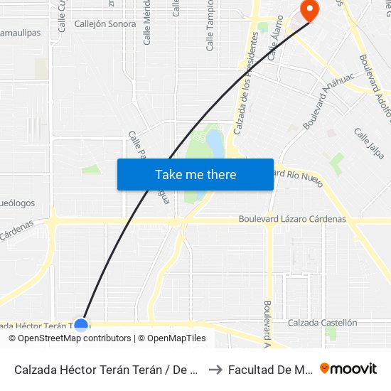 Calzada Héctor Terán Terán / De Los Generales to Facultad De Medicina map