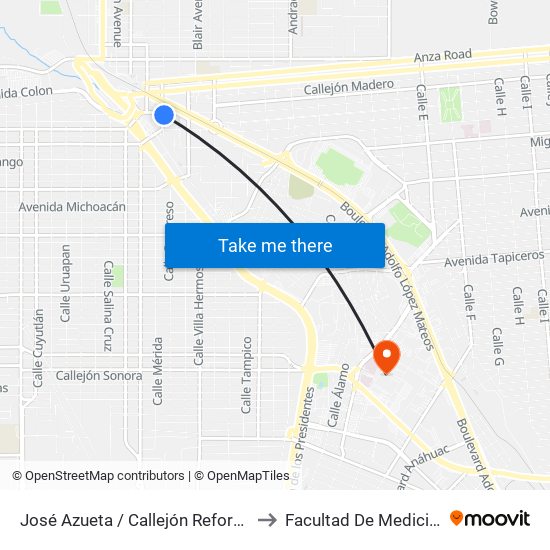 José Azueta / Callejón Reforma to Facultad De Medicina map