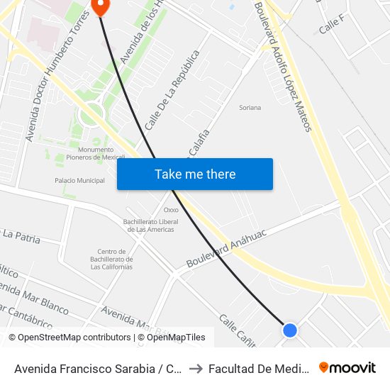 Avenida Francisco Sarabia / Calera to Facultad De Medicina map