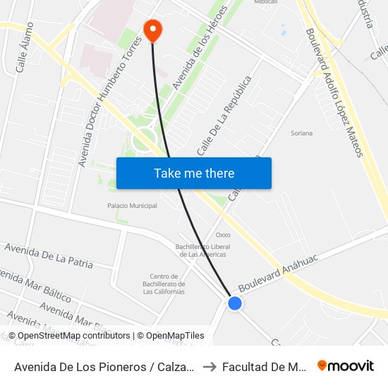 Avenida De Los Pioneros / Calzada Anáhuac to Facultad De Medicina map