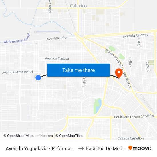 Avenida Yugoslavia / Reforma Agraria to Facultad De Medicina map