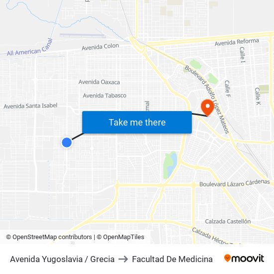 Avenida Yugoslavia / Grecia to Facultad De Medicina map