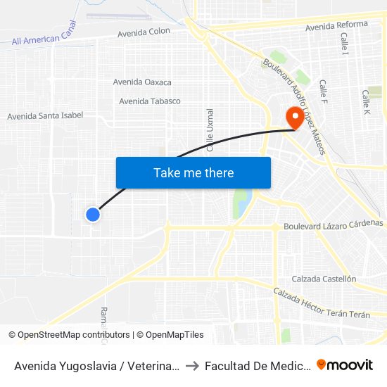 Avenida Yugoslavia / Veterinarios to Facultad De Medicina map
