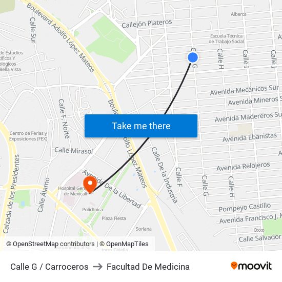 Calle G / Carroceros to Facultad De Medicina map