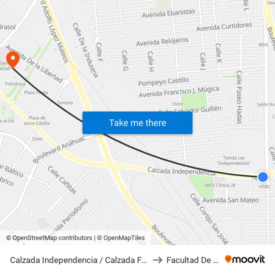 Calzada Independencia / Calzada Francisco Montejano to Facultad De Medicina map