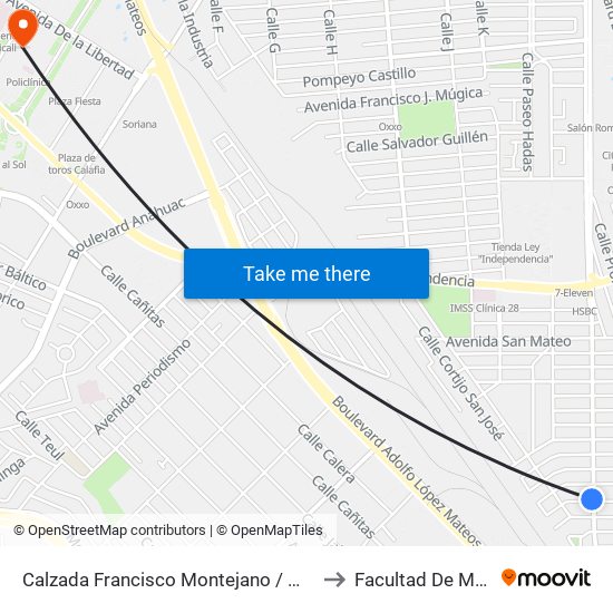 Calzada Francisco Montejano / Martha Weich to Facultad De Medicina map