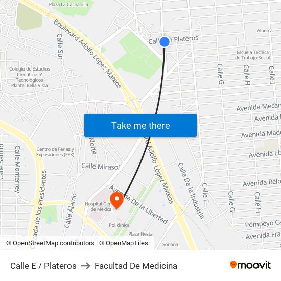 Calle E / Plateros to Facultad De Medicina map