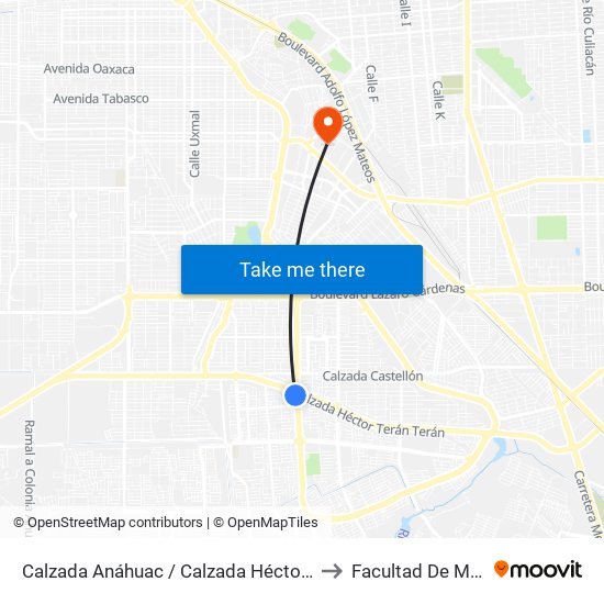 Calzada Anáhuac / Calzada Héctor Terán Terán to Facultad De Medicina map