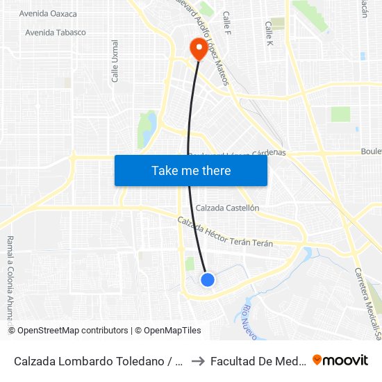 Calzada Lombardo Toledano / Caldera to Facultad De Medicina map