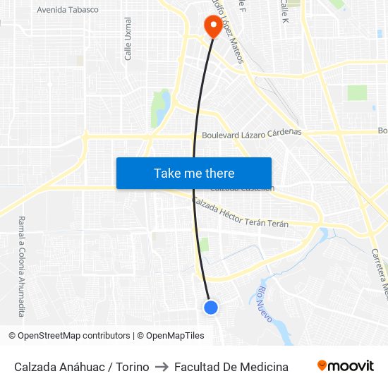 Calzada Anáhuac / Torino to Facultad De Medicina map