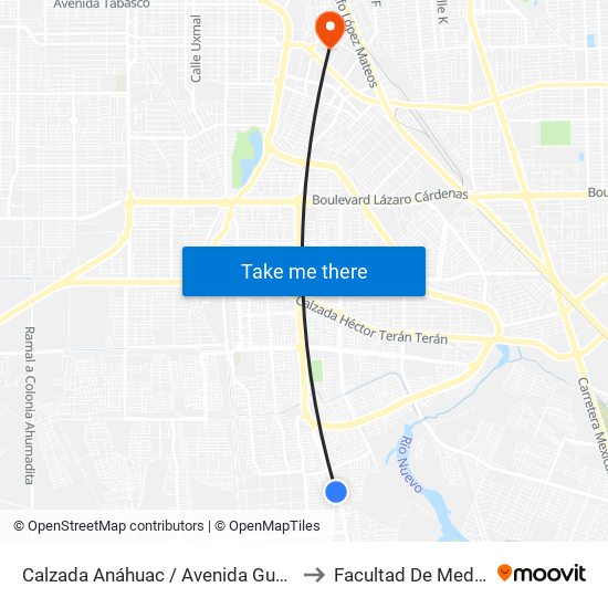 Calzada Anáhuac / Avenida Guadamur to Facultad De Medicina map