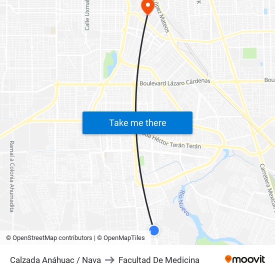 Calzada Anáhuac / Nava to Facultad De Medicina map