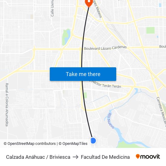 Calzada Anáhuac / Briviesca to Facultad De Medicina map