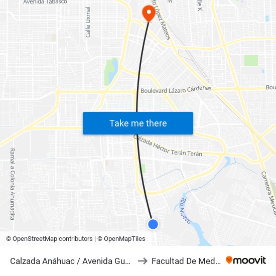 Calzada Anáhuac / Avenida Guadamur to Facultad De Medicina map