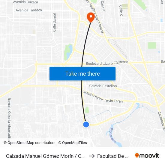 Calzada Manuel Gómez Morín / Calzada Anáhuac to Facultad De Medicina map