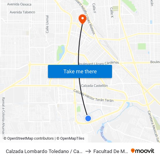 Calzada Lombardo Toledano / Catanzaro Norte to Facultad De Medicina map