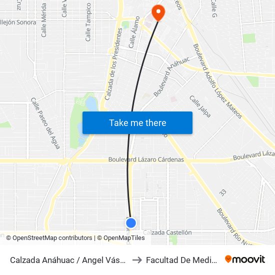 Calzada Anáhuac / Angel Vásquez to Facultad De Medicina map
