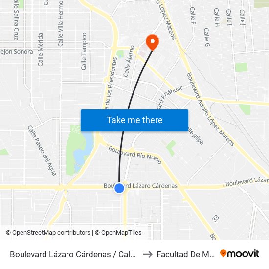 Boulevard Lázaro Cárdenas / Calzada Anáhuac to Facultad De Medicina map