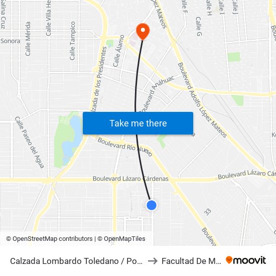 Calzada Lombardo Toledano / Ponciano Orozco to Facultad De Medicina map