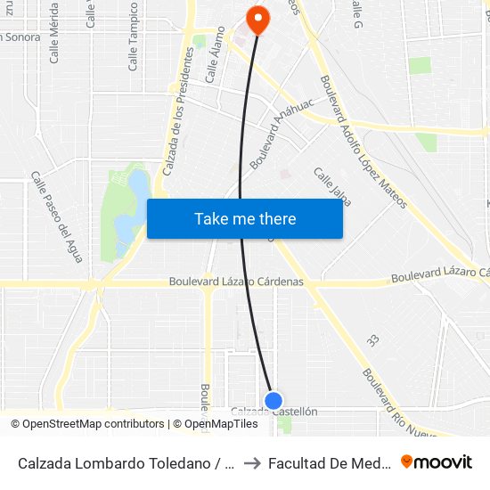 Calzada Lombardo Toledano / Toledo to Facultad De Medicina map
