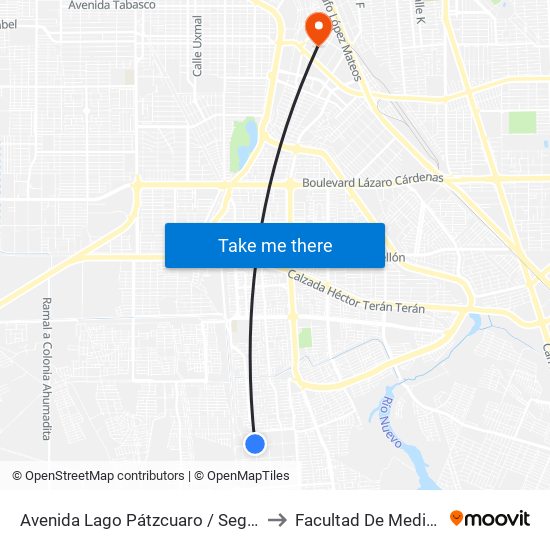 Avenida Lago Pátzcuaro / Segunda to Facultad De Medicina map