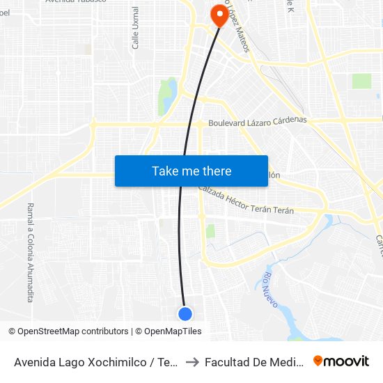 Avenida Lago Xochimilco / Tercera to Facultad De Medicina map