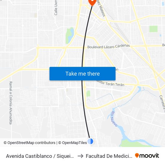 Avenida Castiblanco / Siqueiros to Facultad De Medicina map