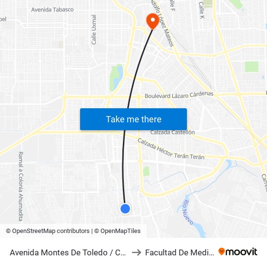 Avenida Montes De Toledo / Carreña to Facultad De Medicina map