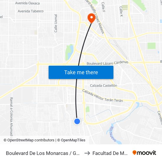 Boulevard De Los Monarcas / Gómez Morín to Facultad De Medicina map