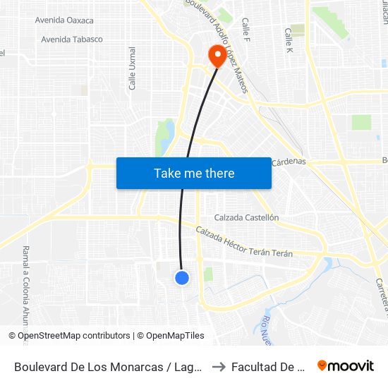Boulevard De Los Monarcas / Laguna San Cristóbal to Facultad De Medicina map