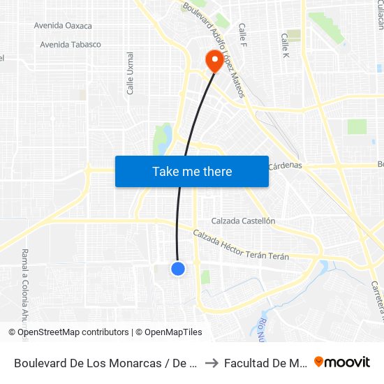 Boulevard De Los Monarcas / De Los Aragones to Facultad De Medicina map