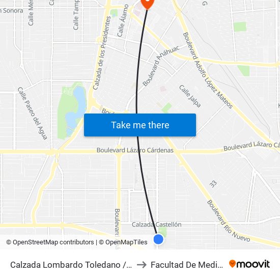 Calzada Lombardo Toledano / Jaén to Facultad De Medicina map