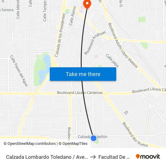 Calzada Lombardo Toledano / Avenida José Rubio to Facultad De Medicina map