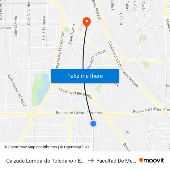 Calzada Lombardo Toledano / Encantadas to Facultad De Medicina map