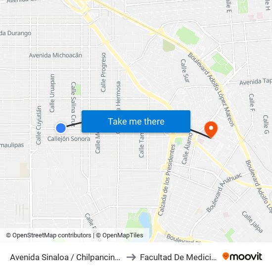Avenida Sinaloa / Chilpancingo to Facultad De Medicina map