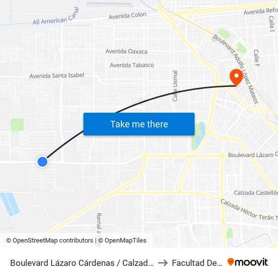 Boulevard Lázaro Cárdenas / Calzada Juan Bautista De Anza to Facultad De Medicina map
