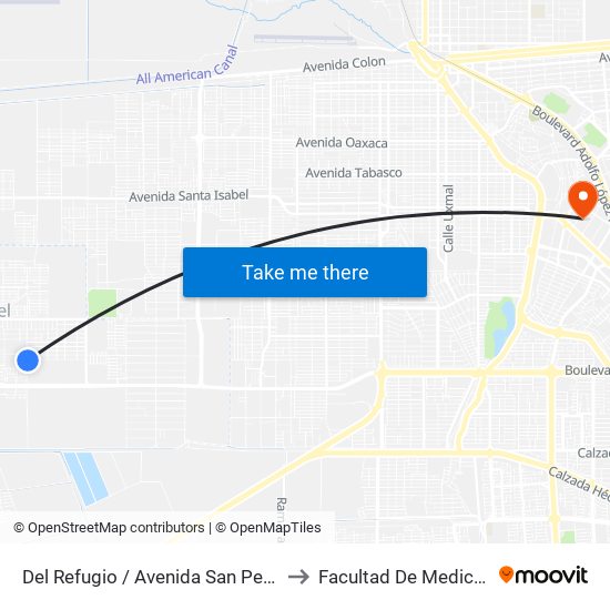 Del Refugio / Avenida San Pedro to Facultad De Medicina map