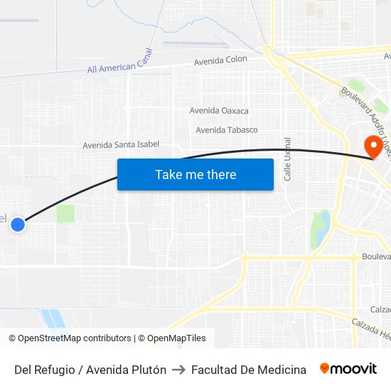 Del Refugio / Avenida Plutón to Facultad De Medicina map